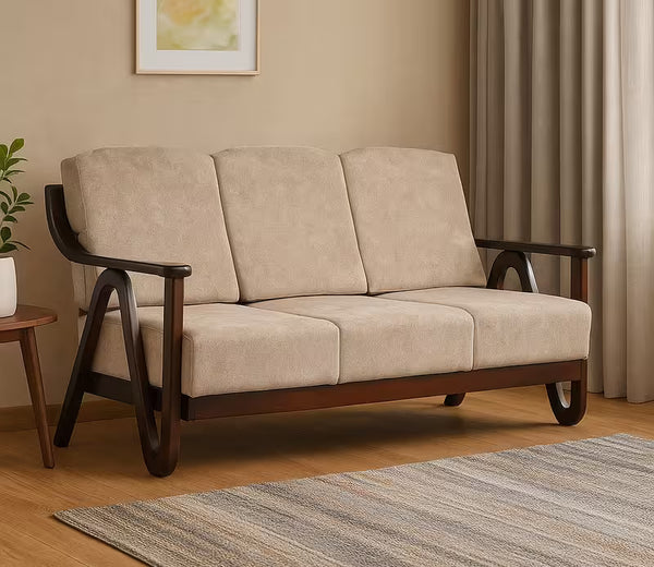 Royal Wooden Sofa Made in Teak Wood, High-Density Cushions With Spring, Custom Fabric